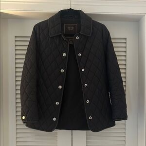 Coach Quilted Black Puffer Jacket with Silver Accents